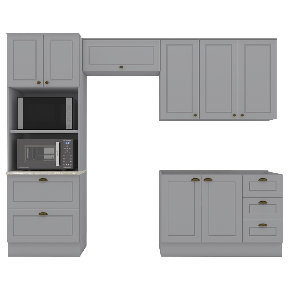 Cozinha Modulada 4 Pecas 272 cm CE373 Americana Cinza Calcare Henn