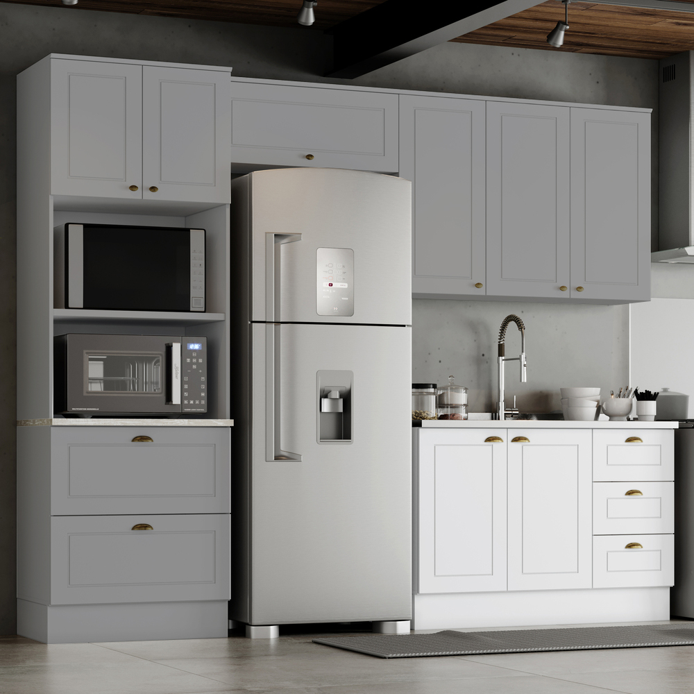 Cozinha Modulada 4 Pecas 272 cm CE373 Americana Cinza Calcare Henn