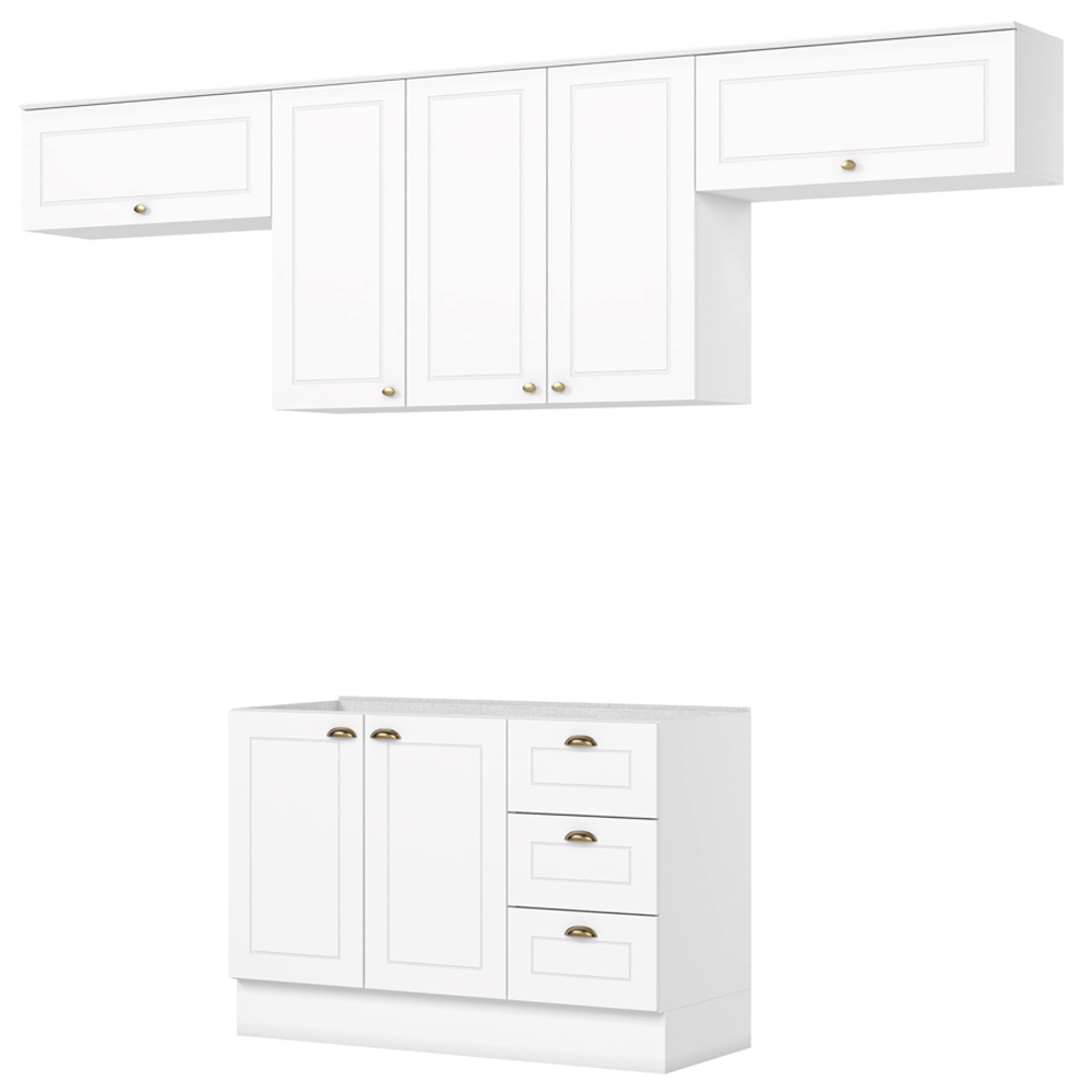 Cozinha Modulada 4 Pecas 280 cm CE757 Americana Branco Henn
