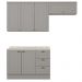 Cozinha Modulada 4P Balcao Tampo 200 cm Americana Cinza Calcare Henn