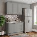 Cozinha Modulada 4P Balcao Tampo 200 cm Americana Cinza Calcare Henn