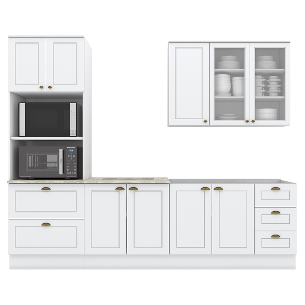 Cozinha Modulada 5 Pecas 272 cm CE377 Americana Branco Calcare Henn