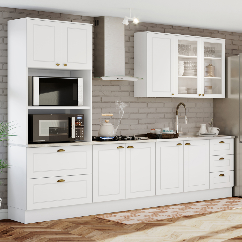 Cozinha Modulada 5 Pecas 272 cm CE377 Americana Branco Calcare Henn
