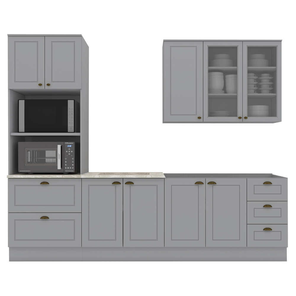 Cozinha Modulada 5 Pecas 272 cm CE377 Americana Cinza Calcare Henn