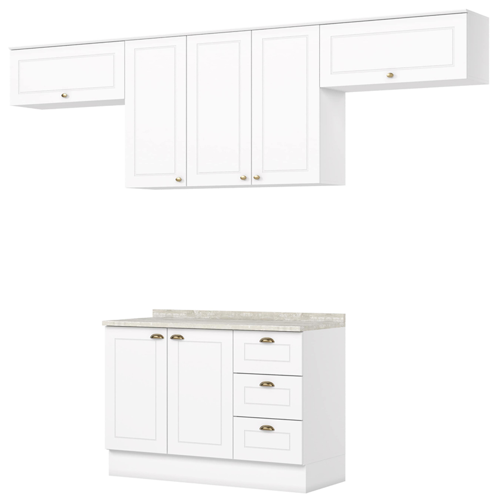 Cozinha Modulada 5 Pecas 280 cm Americana Branco Calcare Henn