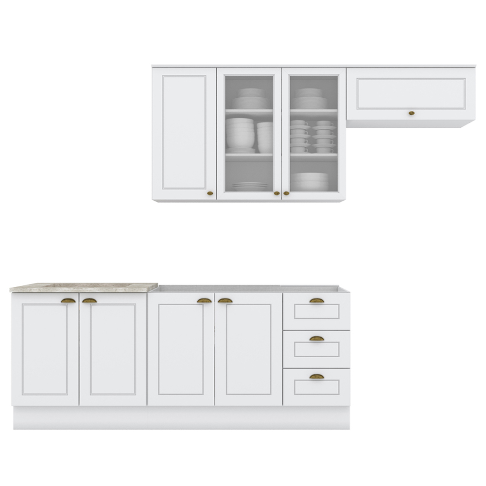 Cozinha Modulada 5 Pecas 280 cm CE379 Americana Branco Calcare Henn