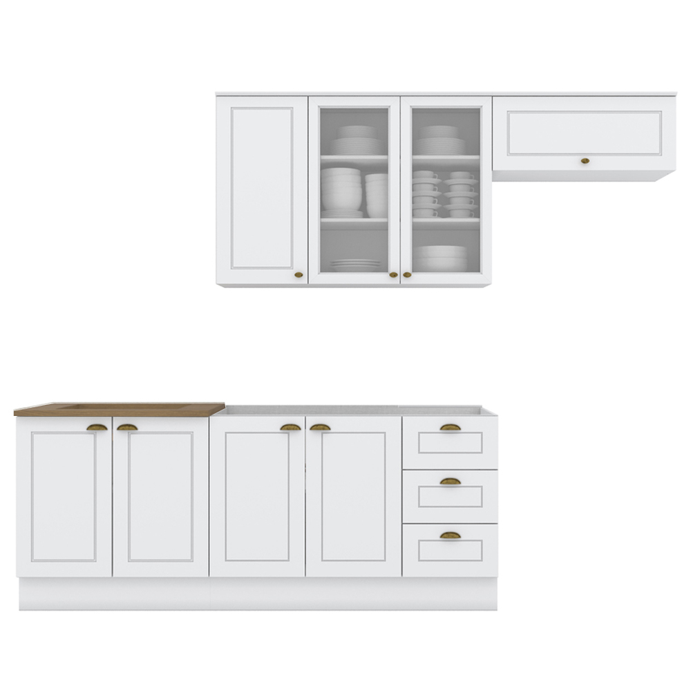 Cozinha Modulada 5 Pecas 280 cm CE379 Americana Branco Nature Henn