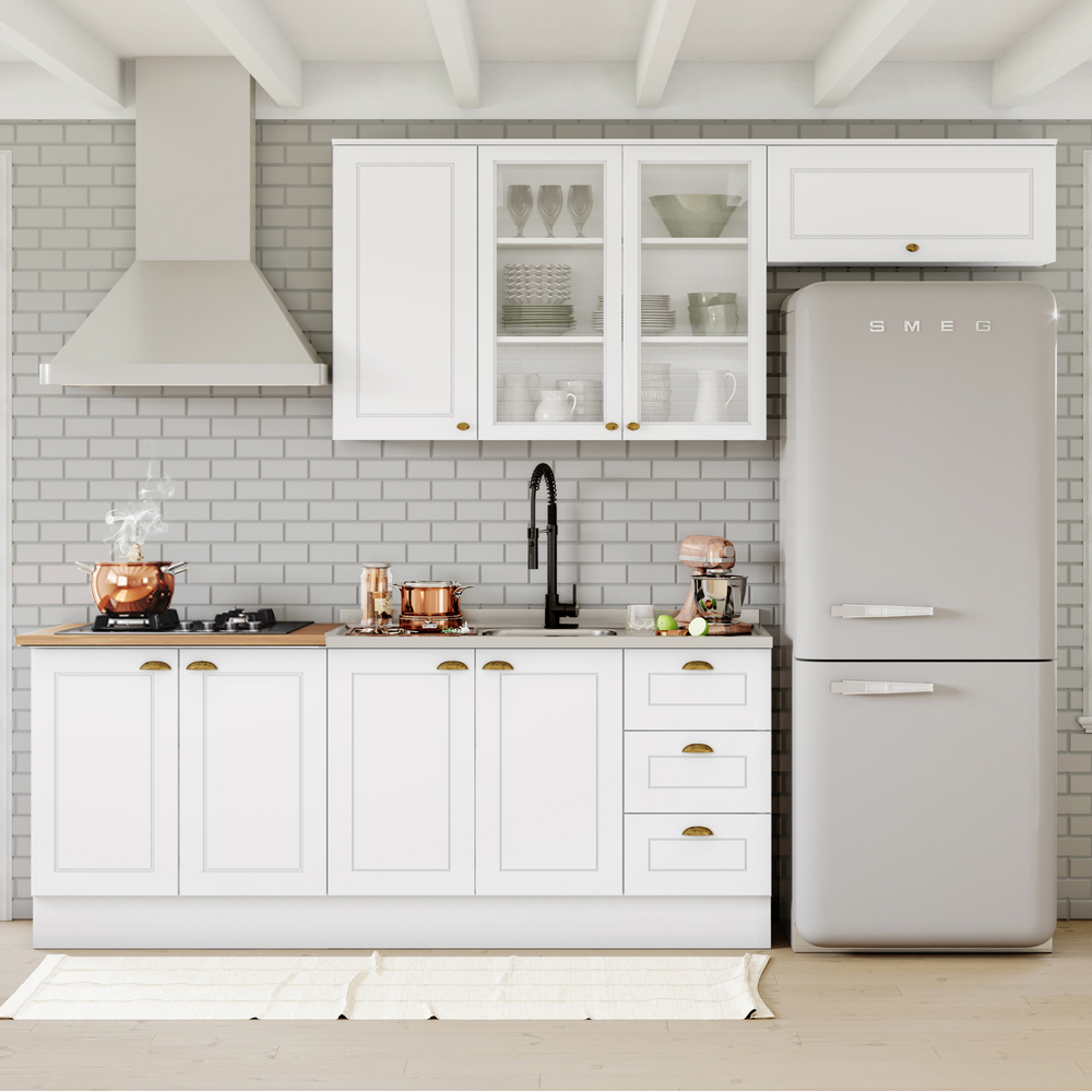 Cozinha Modulada 5 Pecas 280 cm CE379 Americana Branco Nature Henn