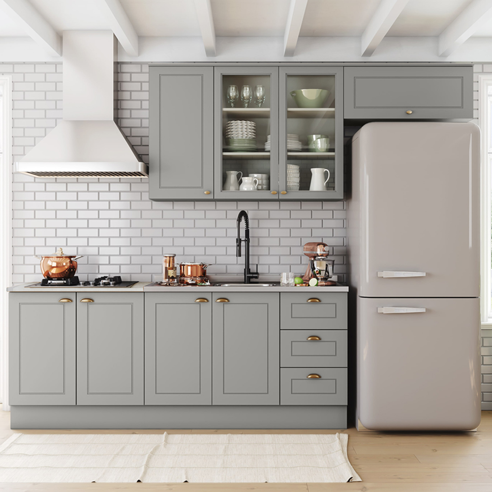 Cozinha Modulada 5 Pecas 280 cm CE379 Americana Cinza Calcare Henn