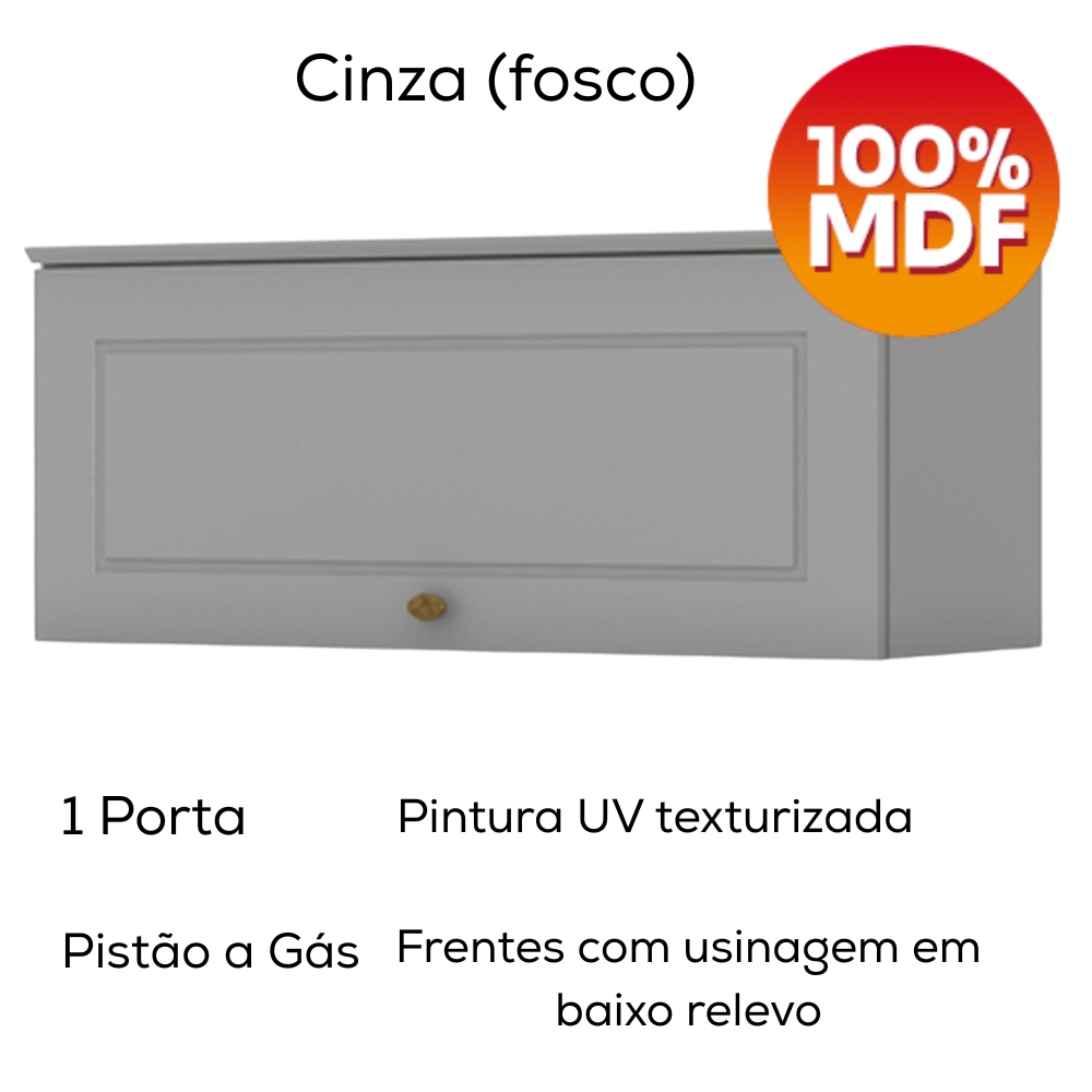 Cozinha Modulada 5 Pecas 280 cm CE379 Americana Cinza Nature Henn