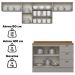 Cozinha Modulada 5 Pecas 280cm Americana Cinza Nature Henn
