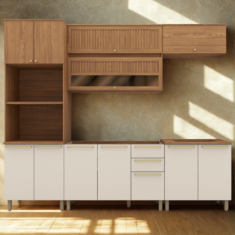 Cozinha Modulada 6 Pecas 272 cm Requinte Nature Areia Henn