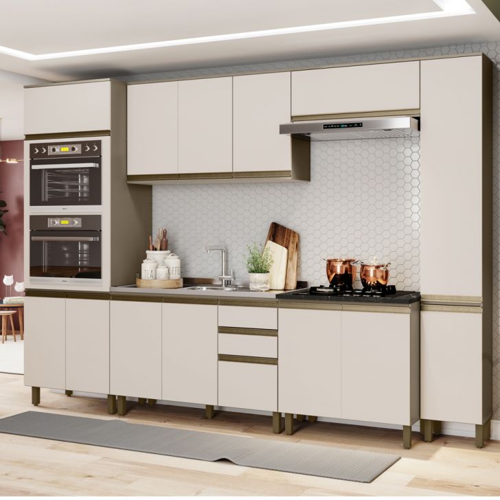 Cozinha Completa de Canto 14 Portas 7 Gavetas Modulada Maxxi Kappesberg -  Branco