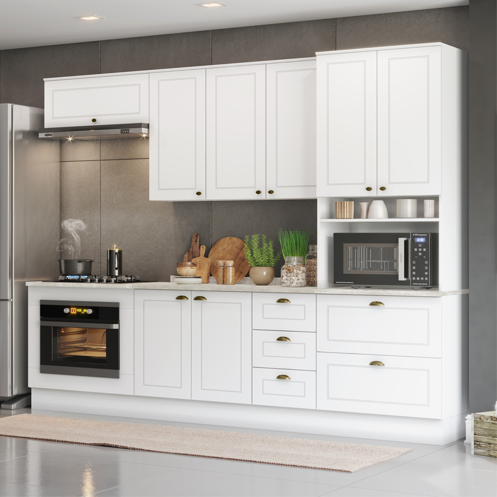 Cozinha Modulada 7 Pecas 272 cm CE790 Americana Branco Calcare Henn
