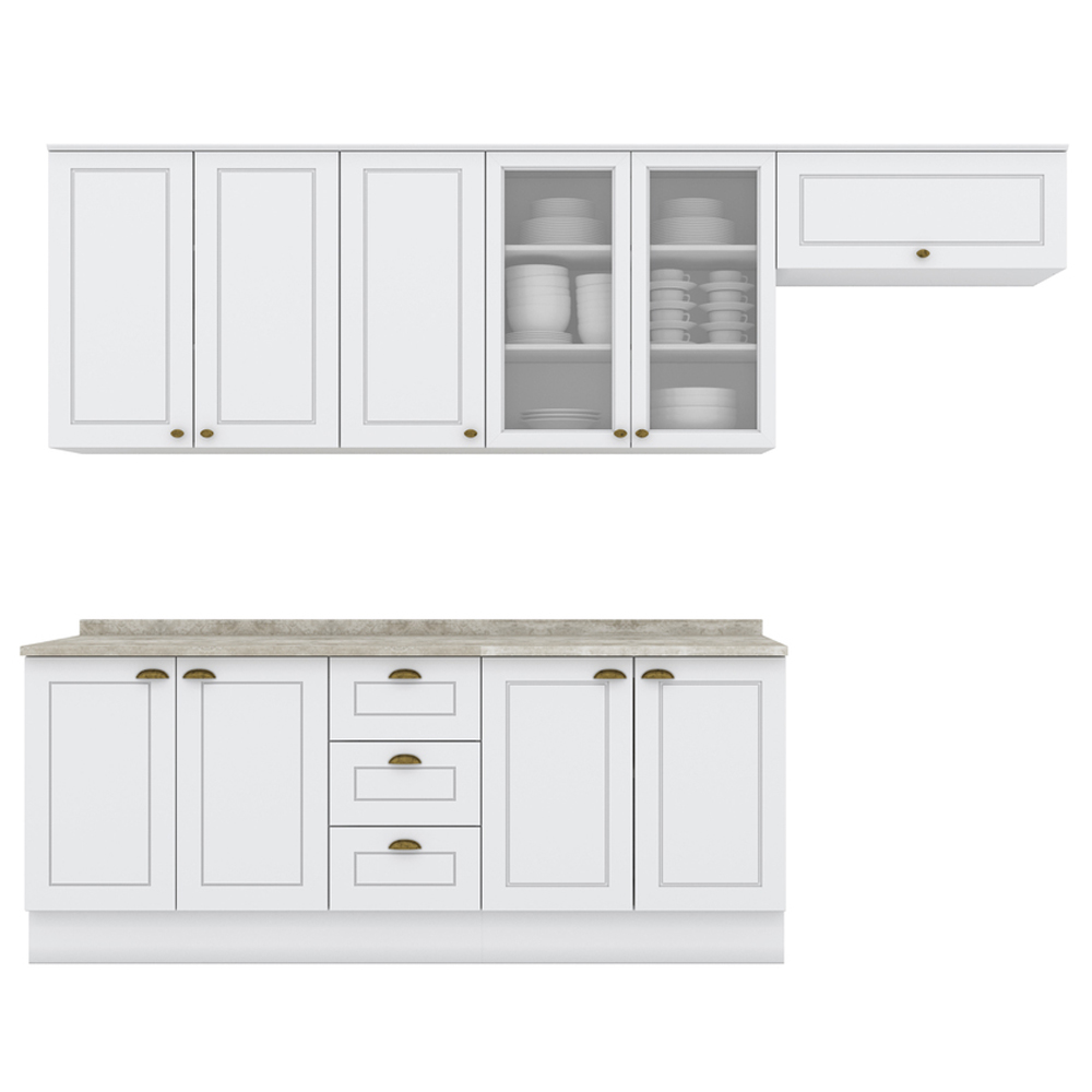 Cozinha Modulada 7 Pecas 280 cm CE791 Americana Branco Calcare Henn