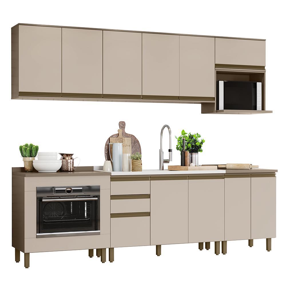 Cozinha Modulada Connect 10 Peças Duna/Cristal com Balcão Forno de Embutir - Móveis Henn