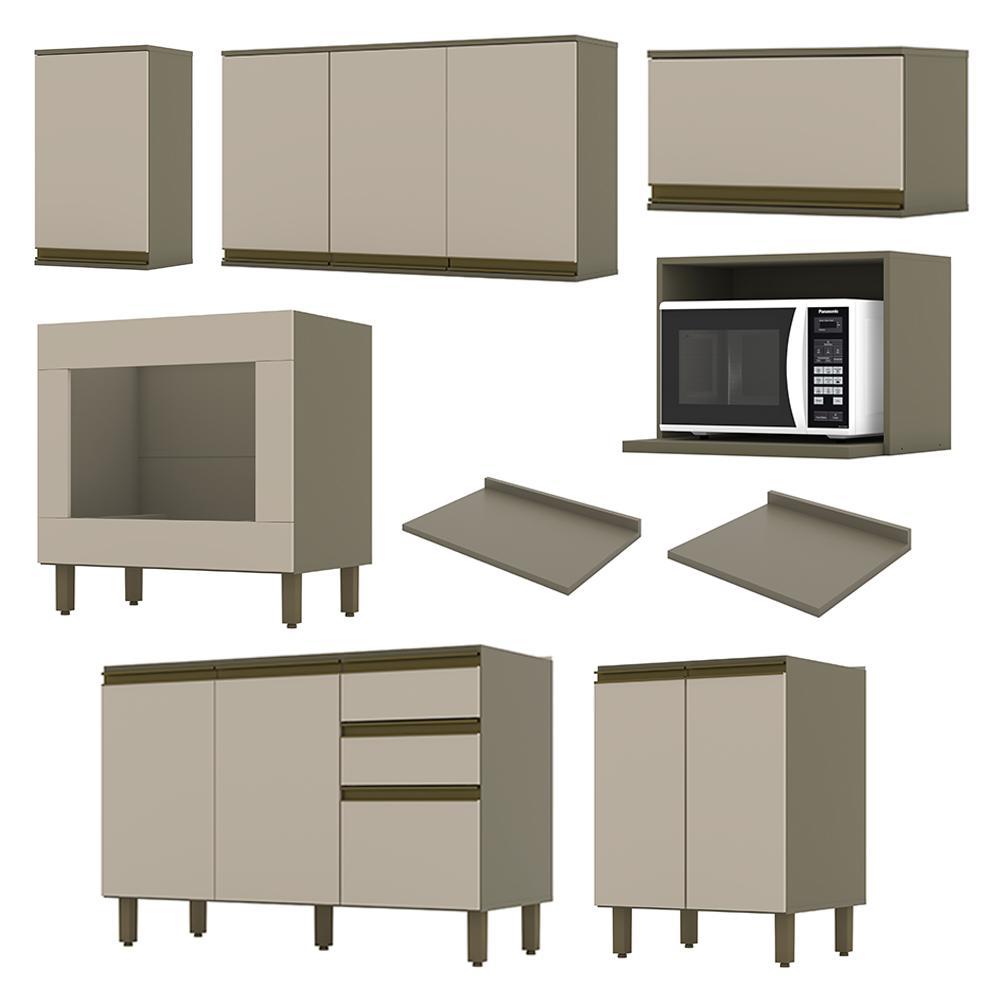 Cozinha Modulada Connect 10 Peças Duna/Cristal com Balcão Forno de Embutir - Móveis Henn