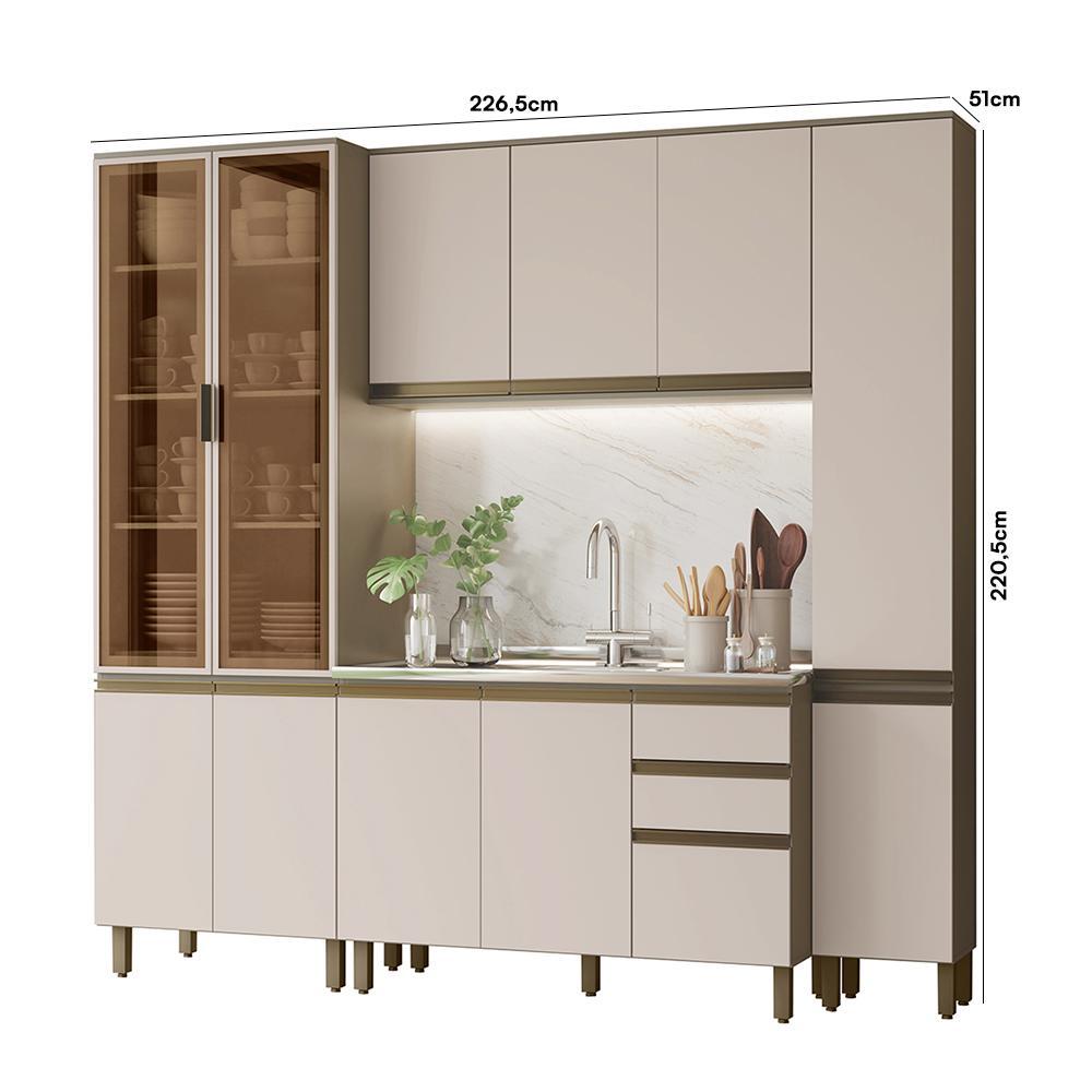 Cozinha Modulada Connect 4 Peças Duna/Cristal com Cristaleira - Móveis Henn