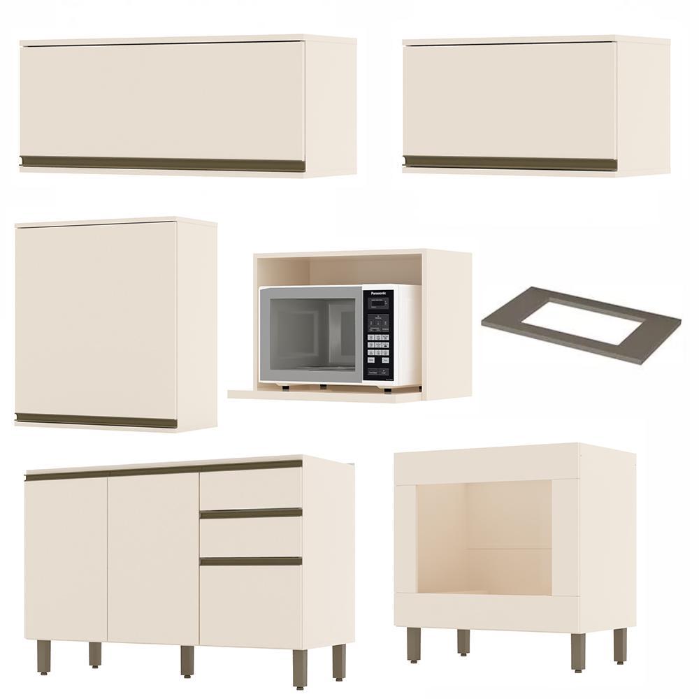 Cozinha Modulada Connect 7 Peças Off White com Balcão Forno - Móveis Henn