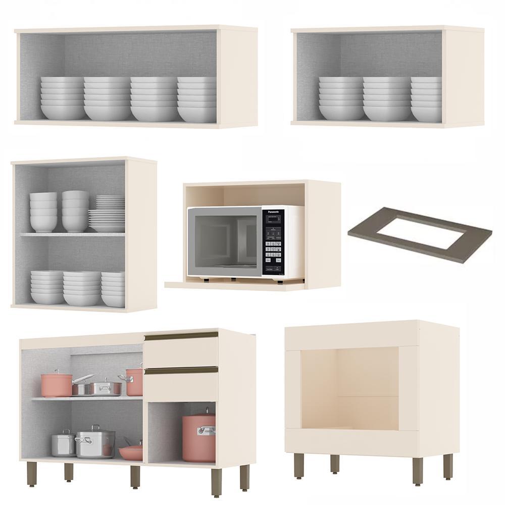 Cozinha Modulada Connect 7 Peças Off White com Balcão Forno - Móveis Henn