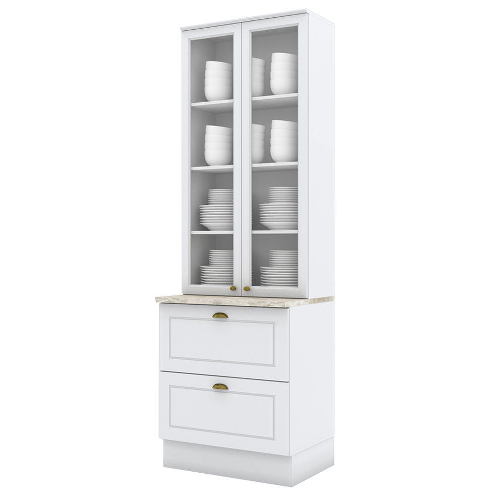 Cristaleira 2 Portas 2 Gav 72 cm C357 Americana Branco Calcare Henn