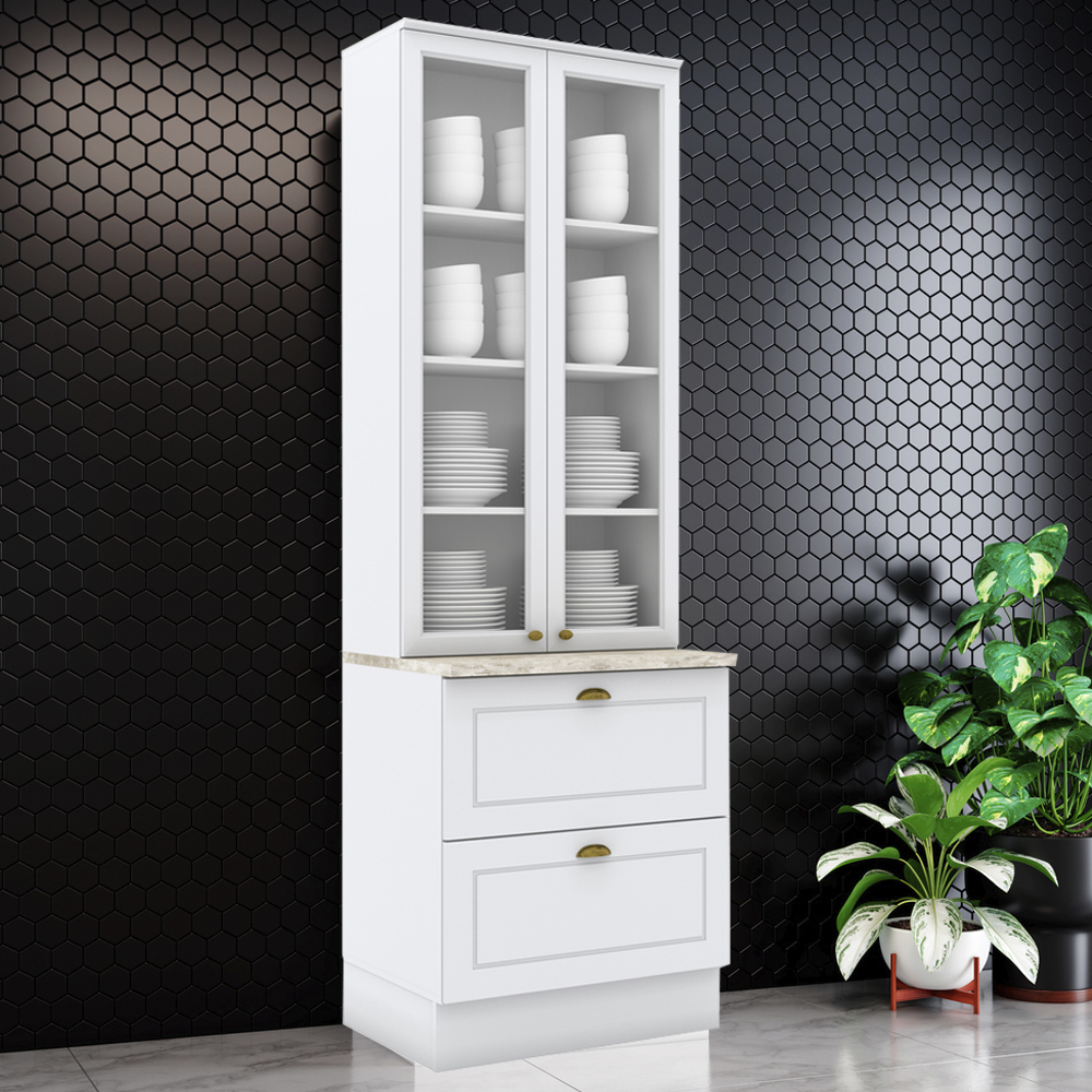 Cristaleira 2 Portas 2 Gav 72 cm C357 Americana Branco Calcare Henn