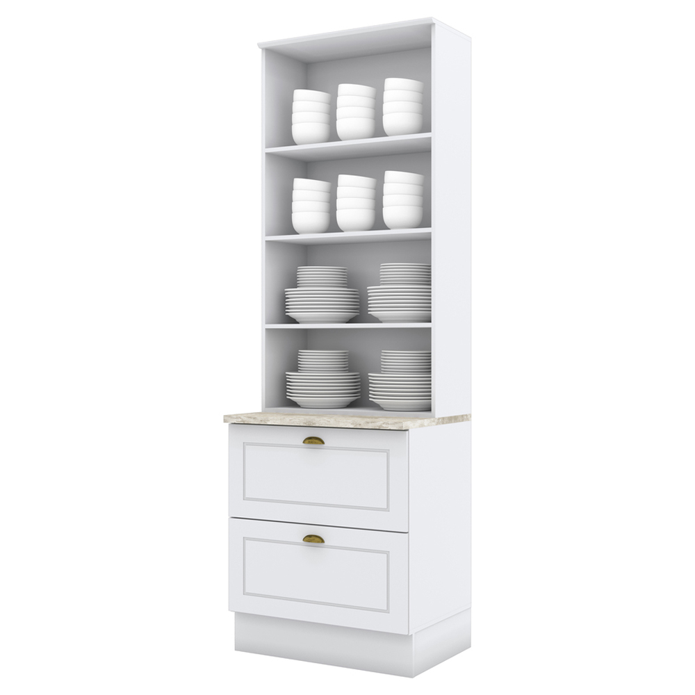Cristaleira 2 Portas 2 Gav 72 cm C357 Americana Branco Calcare Henn
