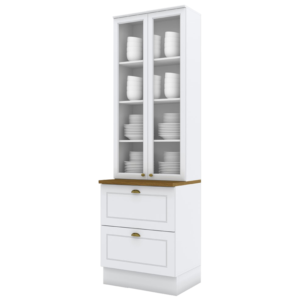 Cristaleira 2 Portas 2 Gav 72 cm C357 Americana Branco Nature Henn