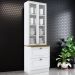 Cristaleira 2 Portas 2 Gav 72 cm C357 Americana Branco Nature Henn