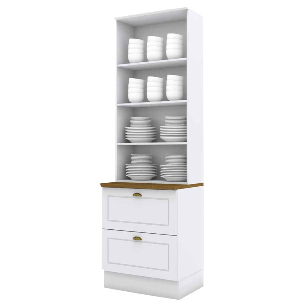 Cristaleira 2 Portas 2 Gav 72 cm C357 Americana Branco Nature Henn