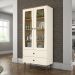 Cristaleira 2 Portas 2 Gavetas com Vidro e Prateleiras Internas - Liz Off White / Nature
