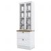 Cristaleira 2 Portas e 2 Gavetas Americana Branco com Tampo Nature - Móveis Henn
