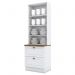 Cristaleira 2 Portas e 2 Gavetas Americana Branco com Tampo Nature - Móveis Henn
