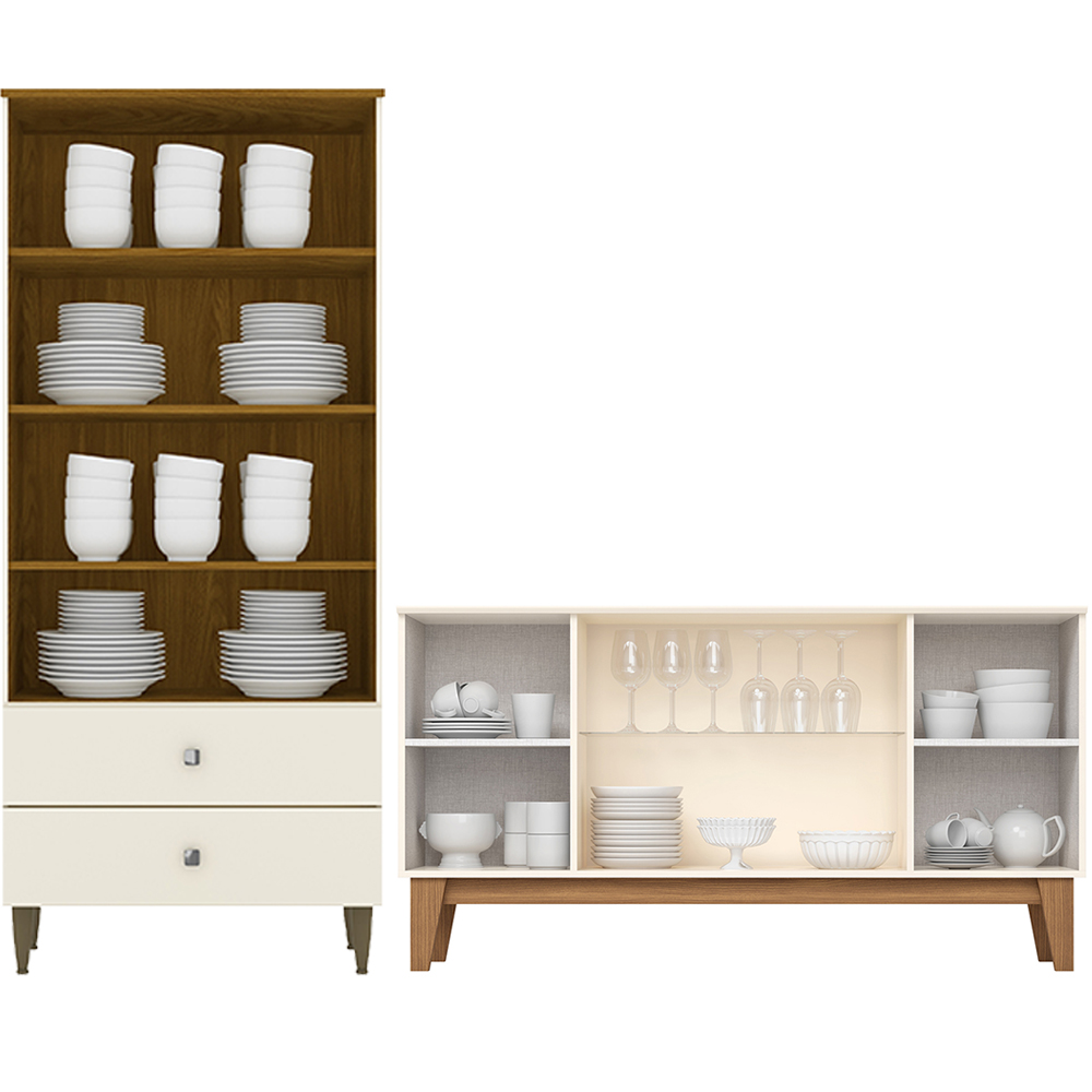 Cristaleira Liz E Buffet Eiffel Para Sala Off White Nature Henn