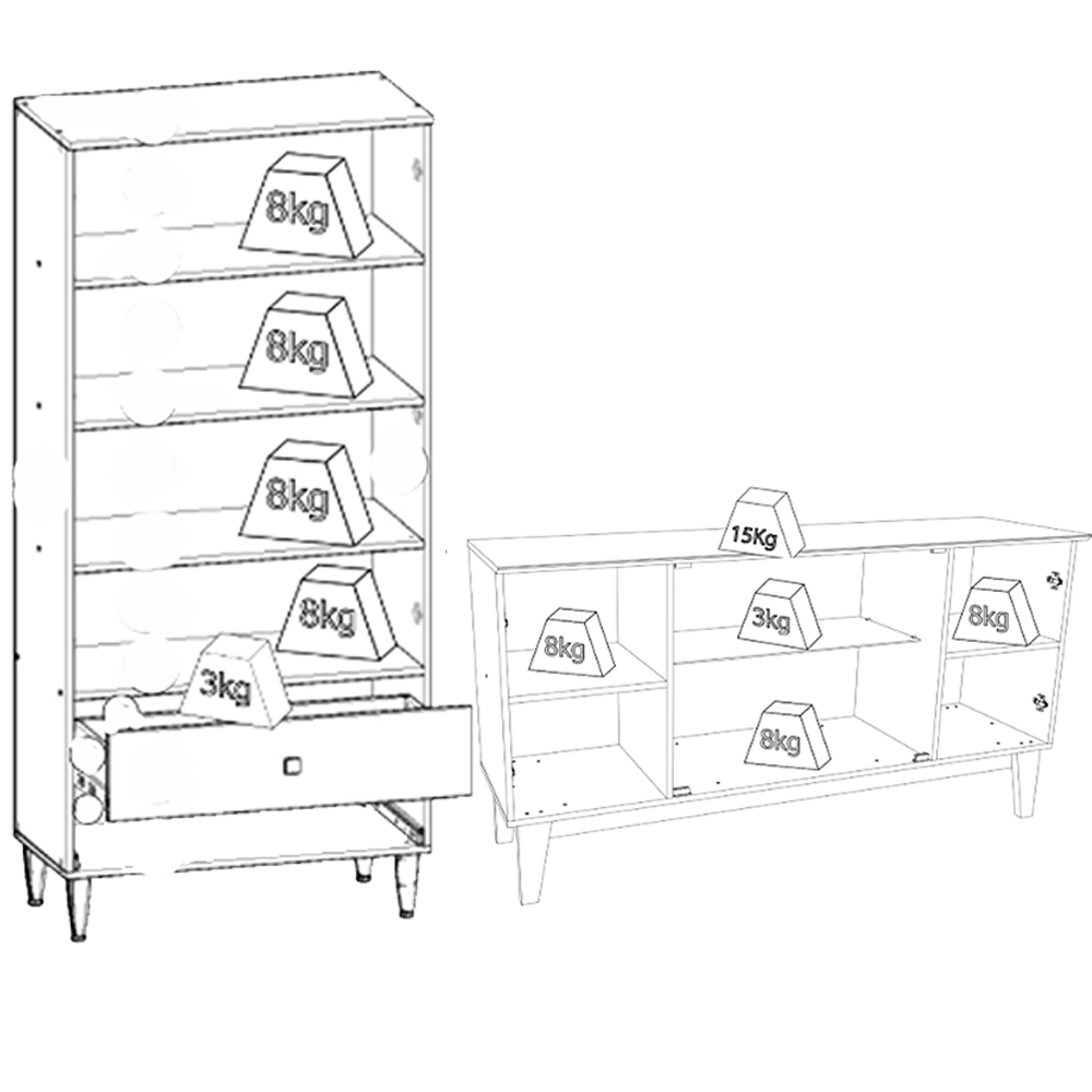 Cristaleira Liz E Buffet Eiffel Para Sala Off White Nature Henn