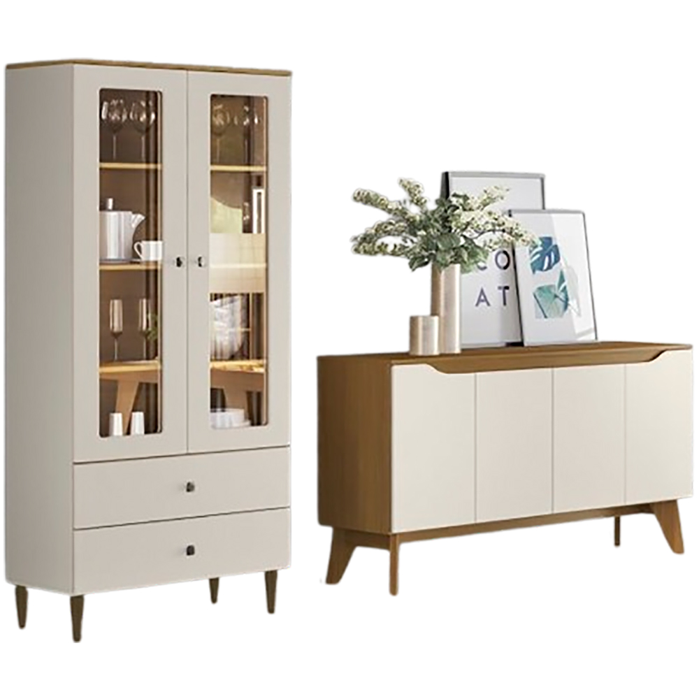 Cristaleira Liz E Buffet Quartzo Para Sala Off White Nature Henn