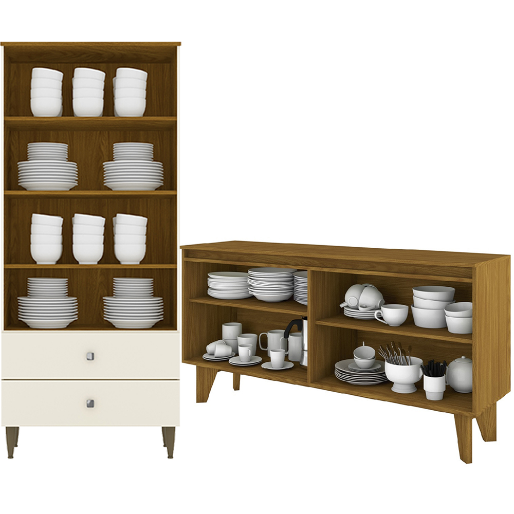 Cristaleira Liz E Buffet Quartzo Para Sala Off White Nature Henn