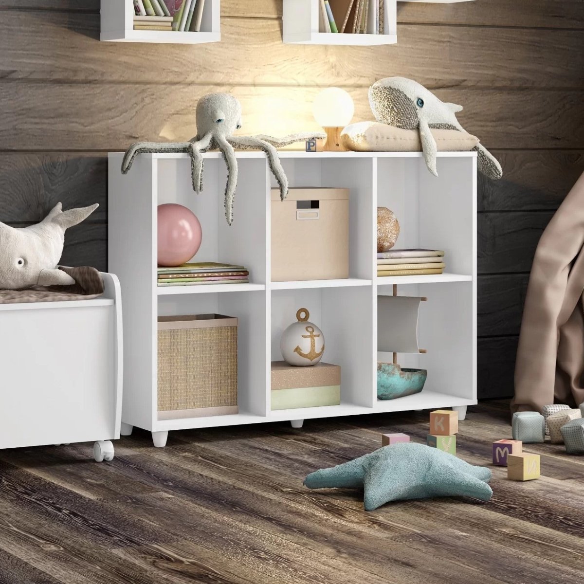 Estante Organizador Multiuso 6 Nichos para Decoração - Aquarela Branco HP