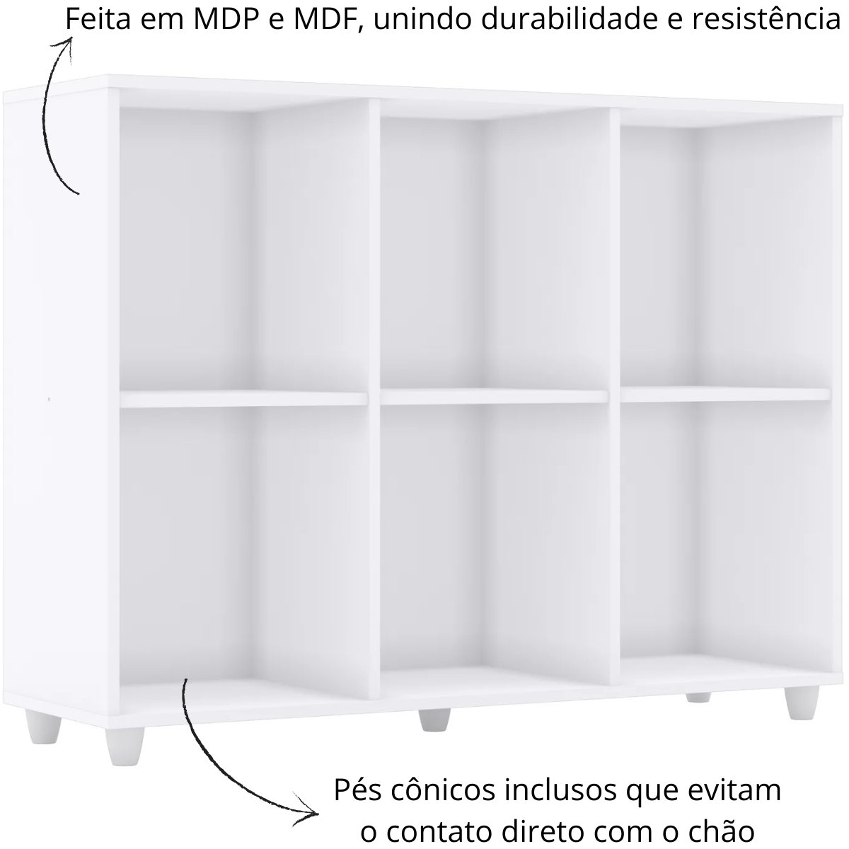 Estante Organizador Multiuso 6 Nichos para Decoração - Aquarela Branco HP