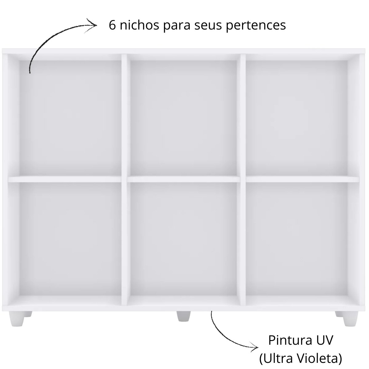Estante Organizador Multiuso 6 Nichos para Decoração - Aquarela Branco HP
