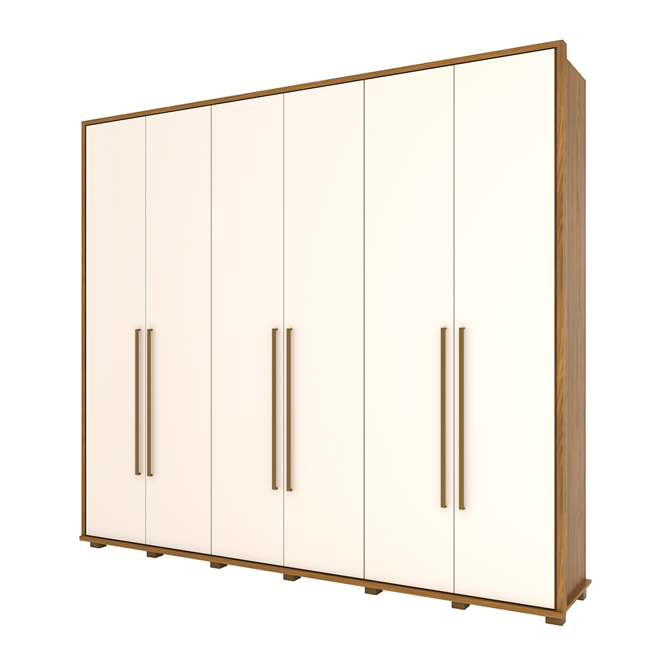 Guarda-Roupa Casal Belmon 6 Portas 6 Gavetas Nature e Off White