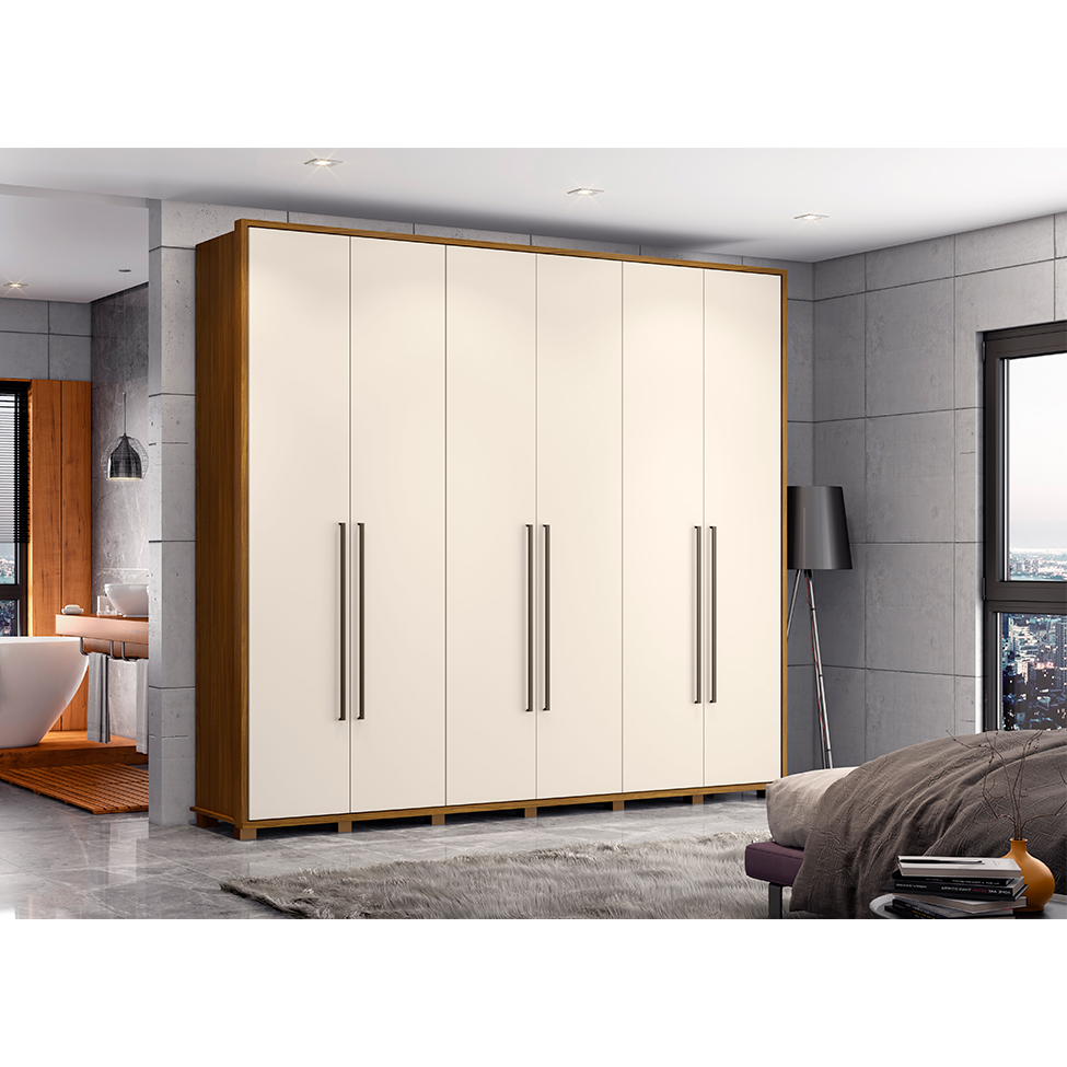Guarda-Roupa Casal Belmon 6 Portas 6 Gavetas Nature e Off White