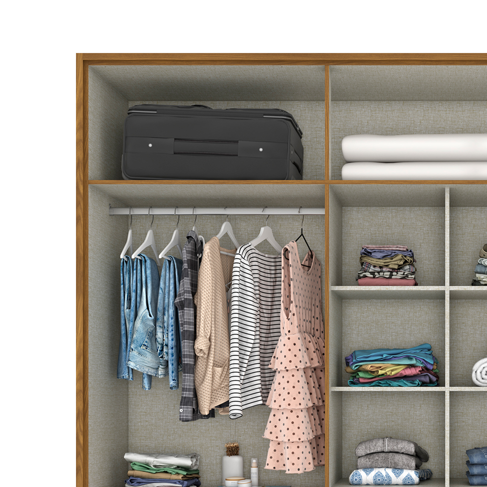 Guarda-Roupa Casal Belmon 6 Portas 6 Gavetas Nature e Off White