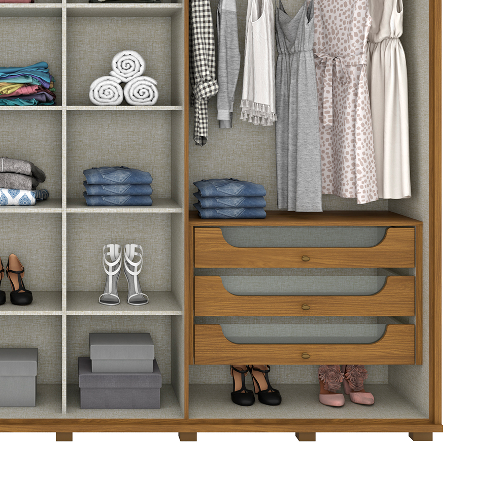 Guarda-Roupa Casal Belmon 6 Portas 6 Gavetas Nature e Off White