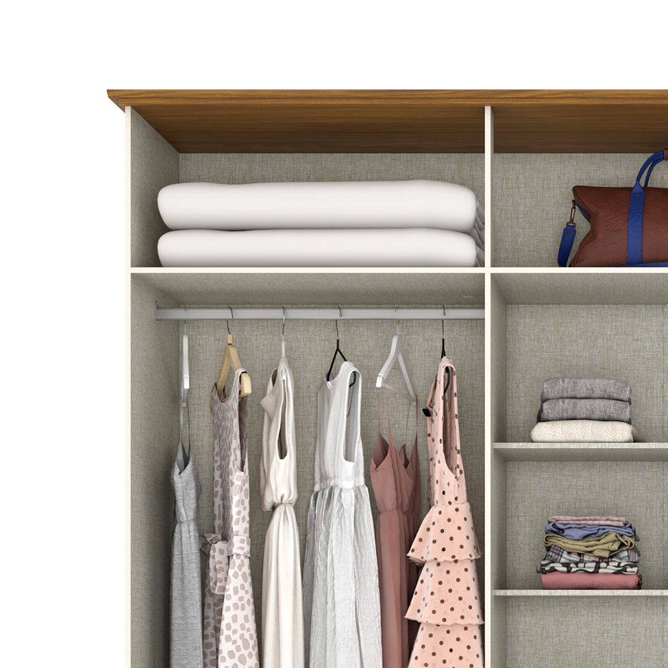 Guarda-Roupa Casal Colin 6 Portas 3 Gavetas Off White e Nature