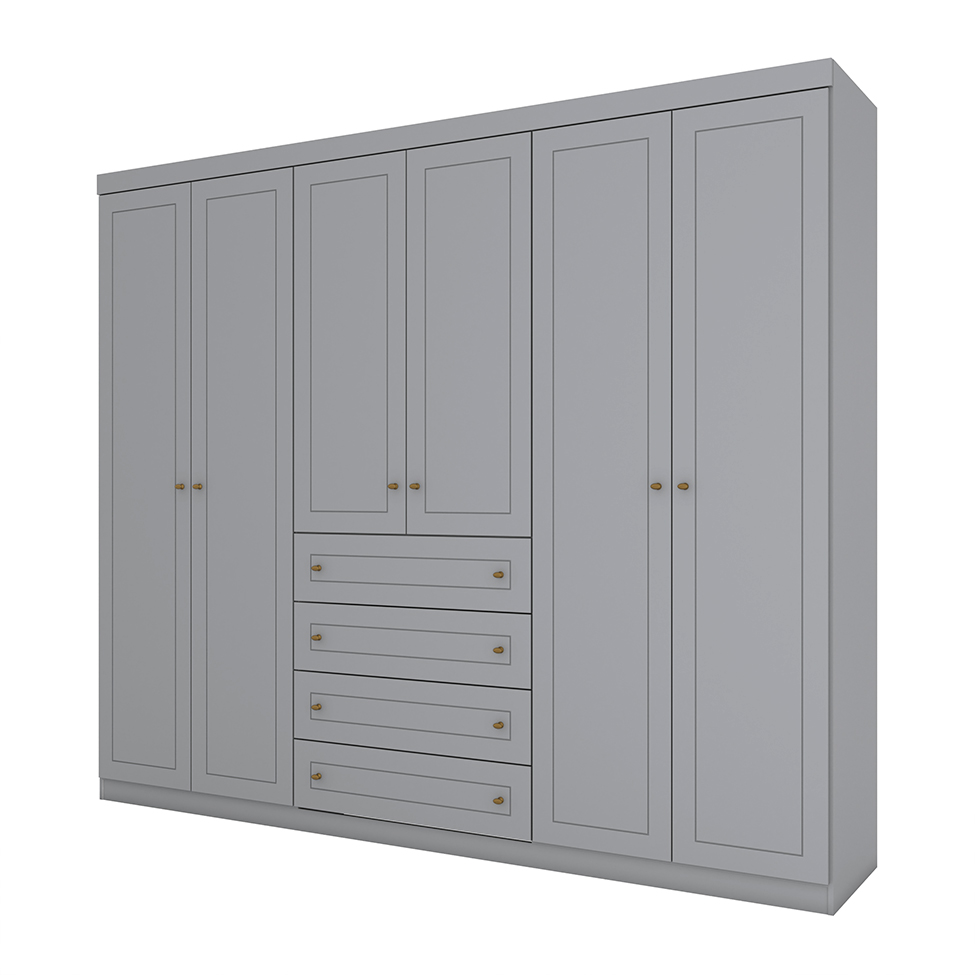 Guarda-Roupa Casal Mississipi 6 Portas 4 Gavetas Cinza