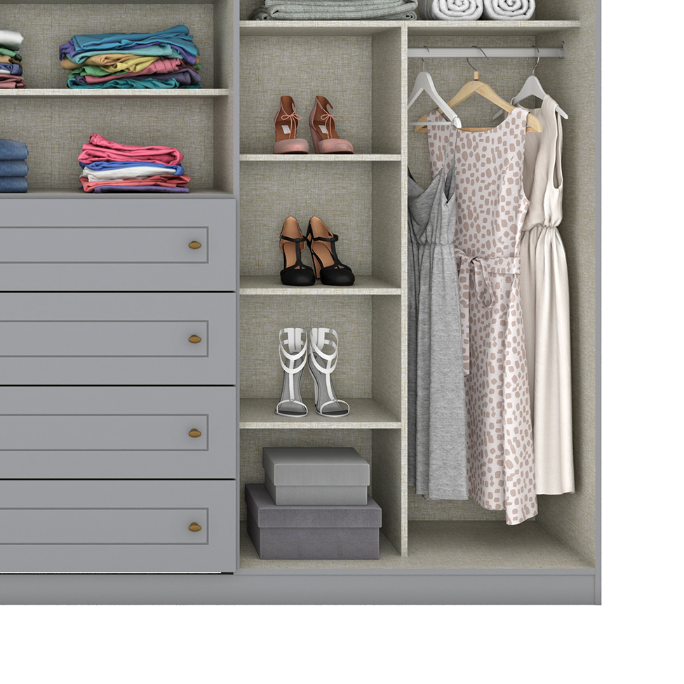 Guarda-Roupa Casal Mississipi 6 Portas 4 Gavetas Cinza