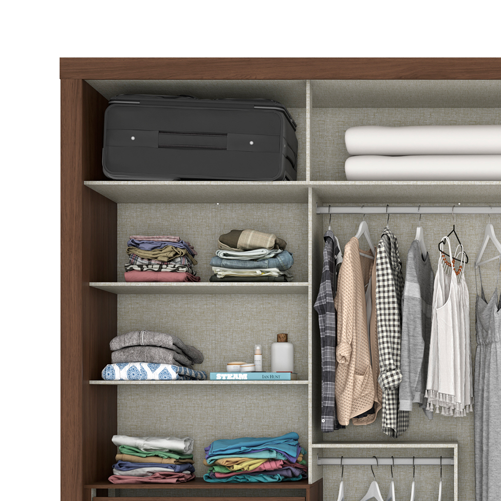 Guarda-Roupa Casal Parma 2 Portas 4 Gavetas Castanho