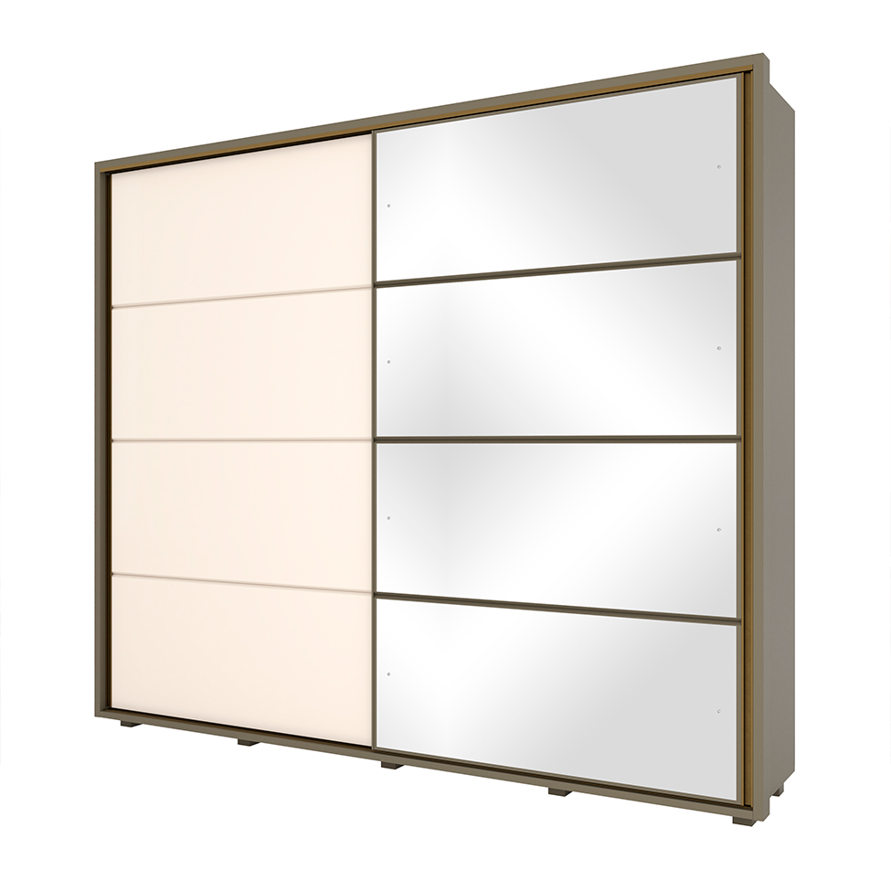 Guarda-Roupa Casal com Espelho Dallas 2 Portas 6 Gavetas Duna e Off White