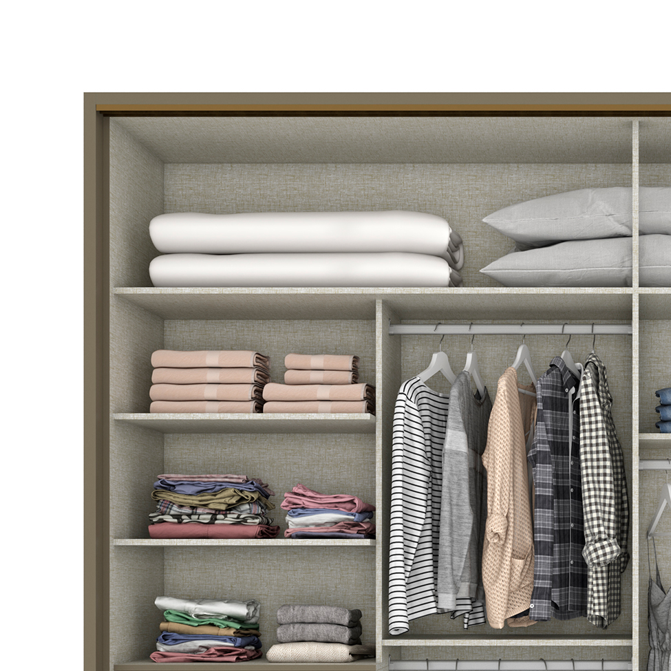 Guarda-Roupa Casal com Espelho Dallas 2 Portas 6 Gavetas Duna e Off White